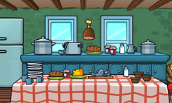 Kitchen table with food